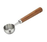 sourcing map Coffee Measuring Spoon, 4" x 0.7" 15ml Stainless Steel Coffee Scoop with Wood Handle for Ground Coffee or Loose Leaf Tea Silver