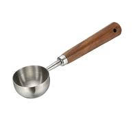 sourcing map Coffee Measuring Spoon, 4" x 0.8" 30ml Stainless Steel Coffee Scoop with Wood Handle for Ground Coffee or Loose Leaf Tea Silver