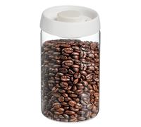 sourcing map Coffee Vacuum Container, 1200ml/40oz Glass Coffee Bean Storage Container with Lids for Spices Biscuits Loose Leaf Tea, White