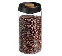 sourcing map Coffee Vacuum Container, 1800ml/60oz Glass Coffee Bean Storage Container with Lids for Spices Biscuits Loose Leaf Tea, Black Gold Tone