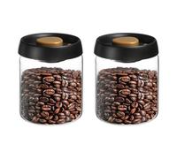 sourcing map Coffee Vacuum Container, 900ml/30oz Glass Coffee Bean Storage Container with Lids for Spices Biscuits Loose Leaf Tea, Black Gold