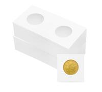 sourcing map Coin Flips 2" x 2", 100 Pack Cardboard Coin Holder Coin Collection Supplies Paper Coin Display Sleeves for 26.5mm/ 1" Coin Collection Supplies Collector, White