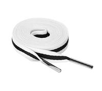 sourcing map Colorful Color Block Stripe Wide Shoe Strings Flat Shoelaces for Sneakers 2 Pairs 110cm/43.31" White-Black-White