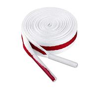 sourcing map Colorful Color Block Stripe Wide Shoe Strings Flat Shoelaces for Sneakers 2 Pairs 150cm/59.06" White-Red-White