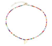 sourcing map Colorful Initial Necklaces for Women, Cute Trendy Bead Chokers Necklace for Personalized 18K Gold Letter Initial Gifts Jewelry (Letter V)