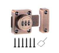 sourcing map Combination Cabinet Latch, 3-Digit Password Cabinet Lock Zinc Alloy Heavy Duty Keyless Safety Door Lock for One-Way Drawer Cupboard, Copper
