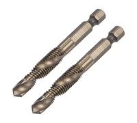 sourcing map Combination Drill and Tap Bit 1/4" Hex Shank M8 x 1.25 2pcs | Metric,Titanium Coated High Speed Steel 6542 Spiral Flute Drilling Tapping Tool