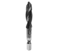 sourcing map Combination Drill and Tap Bit, Metric M10 x 1.5 Thread 1/4" Hex Shank, TiCN Coated Threading Screw Taps Spiral Flute Tapping Tool, High Speed Steel (HSS) 6542