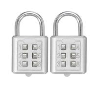 sourcing map Combination Padlock, 6-Digit Push Button Padlock 3-Position Locking Mechanism Security Combination Lock for Locker Gym Sports Locker Cabinet Toolbox (Silver, Pack of 2)
