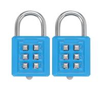sourcing map Combination Padlock, 6-Digit Push Button Padlock 3-Position Locking Mechanism Security Combination Lock for Locker Gym Sports Locker Cabinet Toolbox (Sky Blue, Pack of 2)