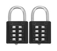 sourcing map Combination Padlock, 8-Digit Push Button Padlock 4-Position Locking Mechanism Security Combination Lock for Locker Gym Sports Locker Cabinet Toolbox (Black, Pack of 2)