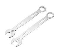 sourcing map Combination Wrench 15mm/17mm 12-Point Box and Open End,2Pcs | Metric Super Thin Chrome Vanadium Steel Double Ended Silver Spanner Tool,for Automotive Furniture Machinery DIY Repair