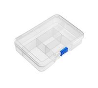 sourcing map Component Storage Box - PP Fixed 5 Grids Electronic Component Containers Tool Boxes Clear White 143x100x33mm