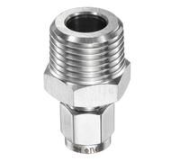 sourcing map Compression Fitting 1/4" Tube OD x 1/2" PT Male Thread Stainless Steel Straight Coupler Adapter Compression Tube Pipe Fittings Connector for Oil Gas Water
