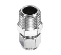 sourcing map Compression Fitting 10mm Tube OD x 1/2" NPT Male Thread Stainless Steel Straight Coupler Adapter Compression Tube Pipe Fitting Connector for Oil Gas Water