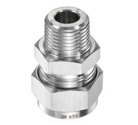 sourcing map Compression Fitting 3/4" Tube OD x 1/2" PT Male Thread Stainless Steel Straight Coupler Adapter Compression Tube Pipe Fitting Connector for Oil Gas Water