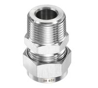 sourcing map Compression Fitting 3/4" Tube OD x 3/4" PT Male Thread Stainless Steel Straight Coupler Adapter Compression Tube Pipe Fitting Connector for Oil Gas Water