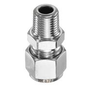 sourcing map Compression Fitting 3/8" Tube OD x 1/4" PT Male Thread Stainless Steel Straight Coupler Adapter Compression Tube Pipe Fitting Connector for Oil Gas Water