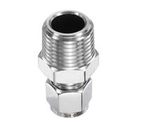 sourcing map Compression Fitting 8mm Tube OD x 1/2" NPT Male Thread Stainless Steel Straight Coupler Adapter Compression Tube Pipe Fitting Connector for Oil Gas Water