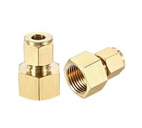 sourcing map Compression Tube Fitting G1/2 Female Thread x 8mm Tube OD Straight Coupling Adapter Brass, Pack of 2