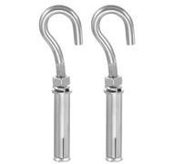 sourcing map Concrete Wall Hook M6x90mm, Expansion Shoulder Eye Bolts Open Cup Hook 304 Stainless Steel for Indoor Outdoor Ceiling Concrete Walls, Pack of 2
