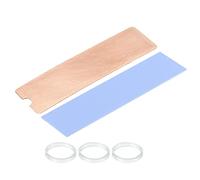 sourcing map Copper Heatsink 75x22x0.5mm with Thermal Pad and Rubber Ring for M.2 SSD 2 Set