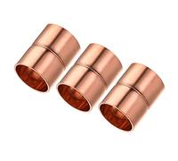 sourcing map Copper Pipe Coupling 15mm Straight Connecting Adapter Joint Connector with Rolled Tube Stop C x C Solder Connection for Plumbing 3Pcs