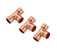 sourcing map Copper Pipe Coupling 15mm Tee Connecting Adapter Joint Connector with Rolled Tube Stop C x C Solder Connection for Plumbing 3Pcs
