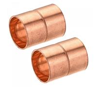 sourcing map Copper Pipe Coupling 16mm Straight Connecting Adapter with Rolled Tube Stop C x C Solder Connection for Plumbing 2Pcs