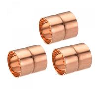 sourcing map Copper Pipe Coupling 22mm Straight Connecting Adapter Joint Connector with Rolled Tube Stop C x C Solder Connection for Plumbing 3Pcs