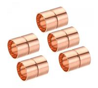 sourcing map Copper Pipe Coupling 22mm Straight Connecting Adapter with Rolled Tube Stop C x C Solder Connection for Plumbing 5Pcs