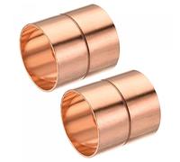 sourcing map Copper Pipe Coupling 38mm Straight Connecting Adapter Joint Connector with Rolled Tube Stop C x C Solder Connection for Plumbing 2Pcs