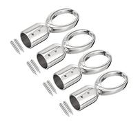 sourcing map Cord End Cap, 4Pcs 0.71"/18mm End Cap Barrel Beads Terminators Cord Finding for Tassel Jewelry Making Bag Strap DIY, Silver Tone