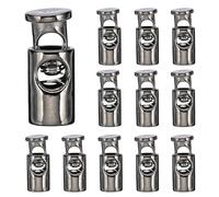 sourcing map Cord Lock Plastic Spring Toggle Stopper Single Hole Elastic Cord Adjuster Fastener Slider for Drawstring Paracord Shoelaces Clothing Bags, Black, Pack of 12