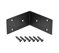 sourcing map Corner Brace Angle Bracket Fastener Stainless Steel L Shape 100mmx100mmx50mm Black with Screws, 4 Pcs