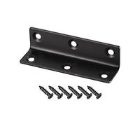 sourcing map Corner Brace Angle Bracket Fastener Stainless Steel L Shape 22mmx22mmx80mm Black with Screws, 2 Pcs