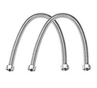 sourcing map Corrugated Stainless Steel Flexible Water Line 23.6inch Long G3/4 Female Threaded Connector with Washer, 2pcs