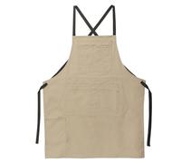 sourcing map Cotton Cooking Chef Aprons 26.8"x33" Adjustable Strap Cross Back Kitchen Artist Apron with 13 Pockets for Men Women Chef, Khaki