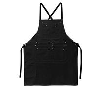 sourcing map Cotton Cooking Chef Aprons 26.8"x33" Adjustable Strap Cross Back Kitchen Artist Apron with 13 Pockets for Men Women Chef, Black