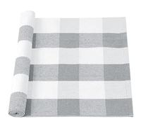 sourcing map Cotton Plaid Door Mat, Gray & White Area Floor Rugs, Checkered Carpet for Indoor/Outdoor, Woven Washable Buffalo Mat, Retro Doormat Runner Rug for Front Porch/Kitchen 24"x51"