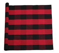 sourcing map Cotton Plaid Door Mat, Red & Black Area Floor Rugs, Checkered Carpet for Indoor/Outdoor, Woven Washable Buffalo Mat, Retro Doormat Runner Rug for Front Porch/Kitchen 35"x59"