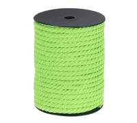 sourcing map Cotton Rope 3 Strand Twisted Braided Rope Cord, Fluorescent Green 8mm x 131ft Craft for Wall Hanging, Plant Hanger, Knitting, Macrame Knotting