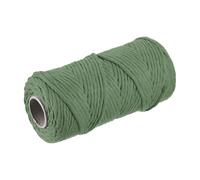sourcing map Cotton Rope Twisted Braided Twisted Single Strand Cord, Dark Green 100M/109 Yard 4mm Dia for Wall Hanging, Plant Hanger, Knitting, Macrame Knotting
