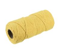 sourcing map Cotton Rope Twisted Braided Twisted Single Strand Cord, Yellow 100M/109 Yard 4mm Dia for Wall Hanging, Plant Hanger, Knitting, Macrame Knotting