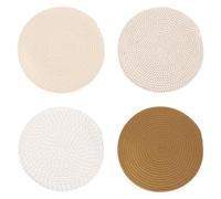 sourcing map Cotton Trivets Set, 4 PCS 13" Thicken Woven Heat Resistant Mats, Hot Plate Mats for Kitchen Countertops, Table, Home Decor (Brown)