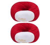 sourcing map Cotton Yarn, 100% Cotton Chunky Yarn for Hand Knitting, Blanket Yarn for Crocheting, 2 Packages of 100g/3.53oz(Per Skein 50g/137yards)/Red