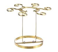 sourcing map Countertop Wine Glass Holder, Freestanding Wine Glass Rack with 6 Hooks, Metal Stemware Holder Stand for Bar, Kitchen Home Storage (Gold 265x230mm)