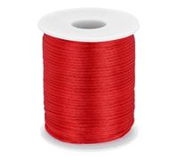 sourcing map Crafts Nylon Satin Cord 2mm x 55 Yards Macrame Rope Braided Thread Twine String Smooth Beading Cord Chinese Knotting Silk for Bracelet Necklace Jewelry Making DIY, Red