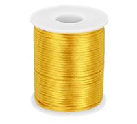 sourcing map Crafts Nylon Satin Cord 2mm x 55 Yards Macrame Rope Braided Thread Twine String Smooth Beading Cord Chinese Knotting Silk for Bracelet Necklace Jewelry Making DIY, Golden