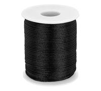sourcing map Crafts Nylon Satin Cord 2mm x 55 Yards Macrame Rope Braided Thread Twine String Smooth Beading Cord Chinese Knotting Silk for Bracelet Necklace Jewelry Making DIY, Black
